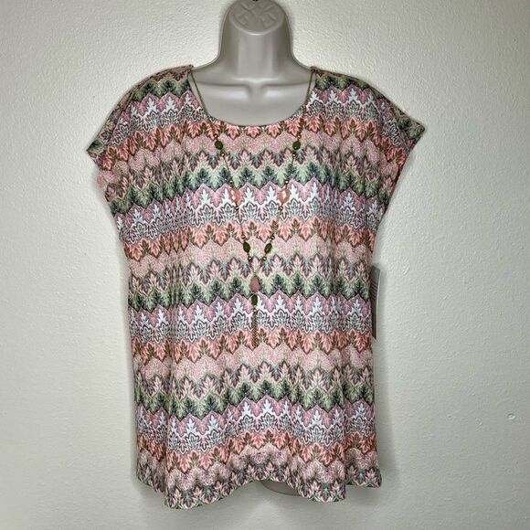 NWT Alfred Dunner Botanical Gardens Chevron Knit Top Necklace Women Size Medium - Picture 12 of 12